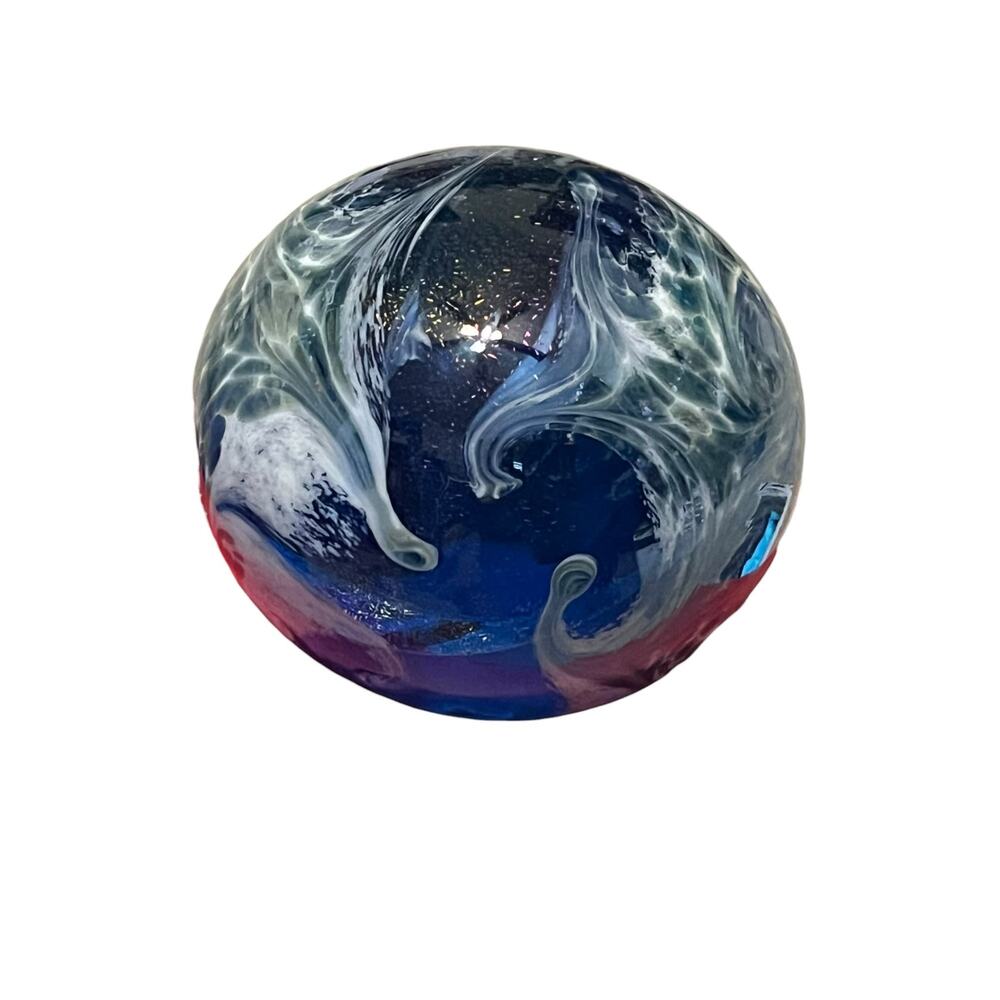 Signed Orient & Flume Iridescent Wave Glass Paperweight David Beyers
